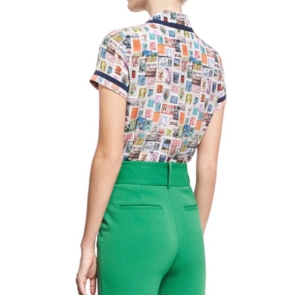 NWOT Alice + Olivia Oswald Printed Silk Shirt XS - Picture 4 of 15